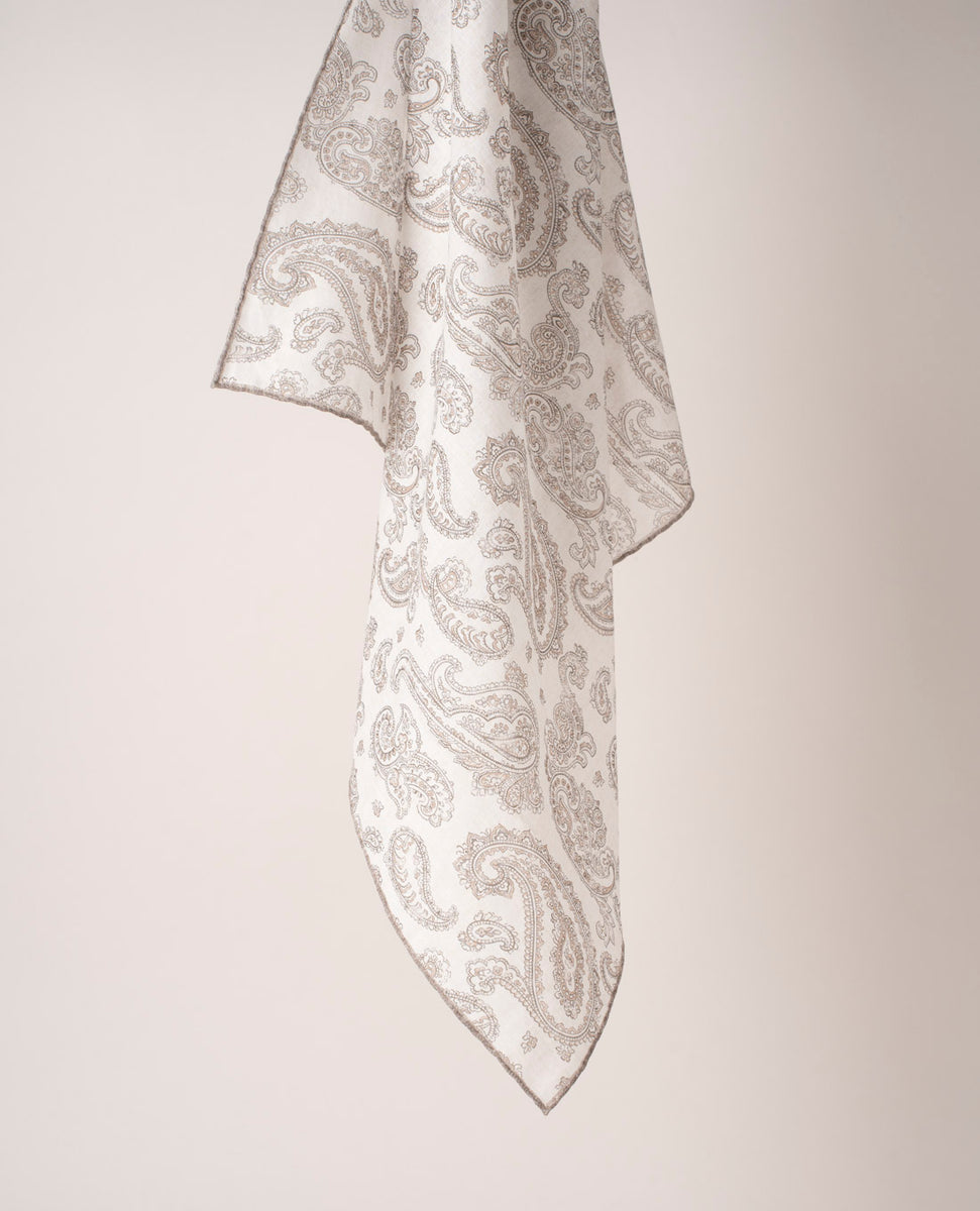 White Printed Paisley Cotton Bandana | Paolo Albizzati
