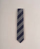 Striped Woven Silk Tie - Navy Blue and Grey
