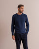 Pure Cashmere Rib Sweater - Navy Blue