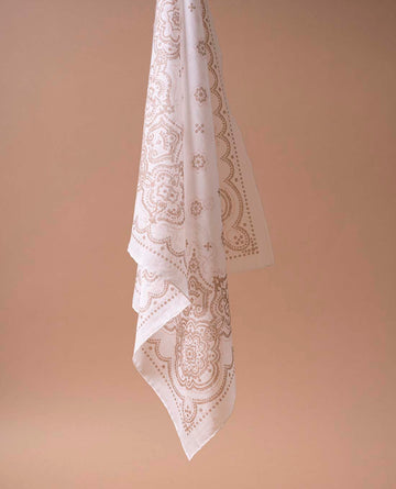 beige white paisley cotton scarf paolo albizzati