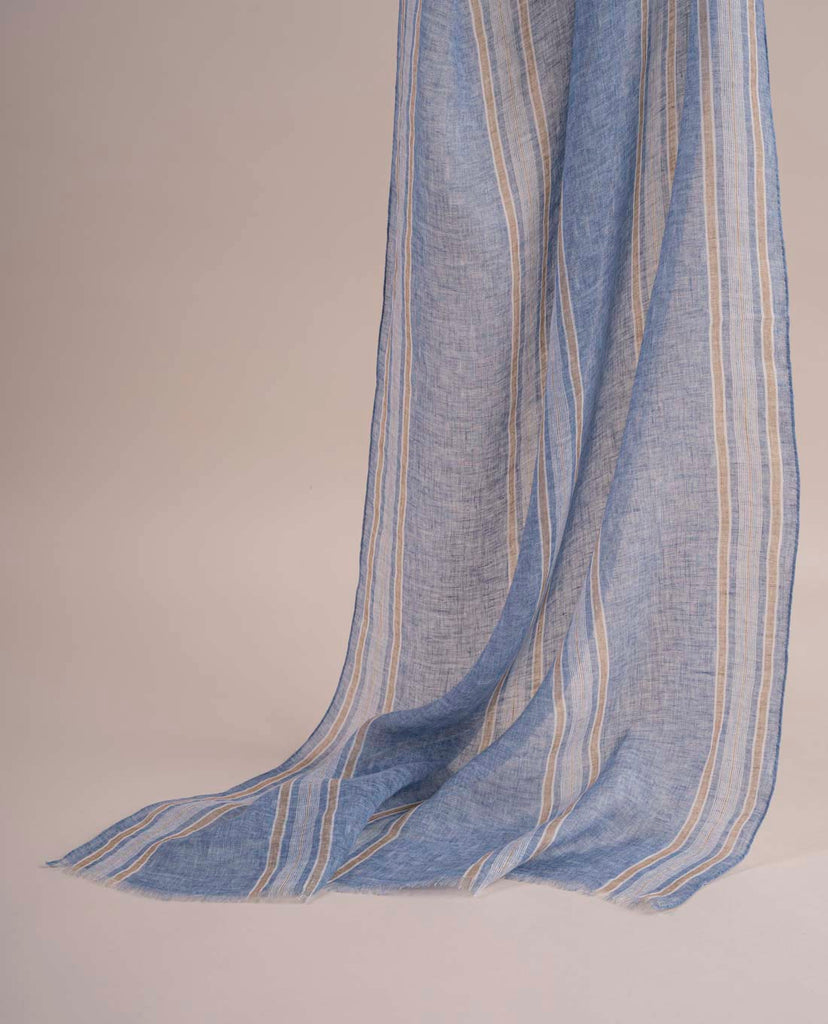 light blue striped linen scarf paolo albizzati 