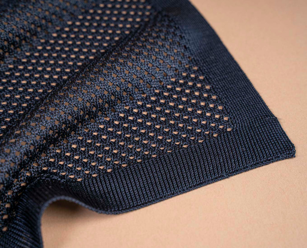 navy blue knitted silk foulard paolo albizzati 
