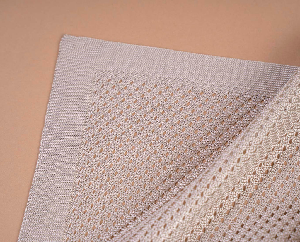silver knitted silk pocket square paolo albizzati 