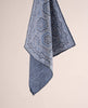 Double Printed Wool Cotton Pocket Square - Large Medallion Denim Blue