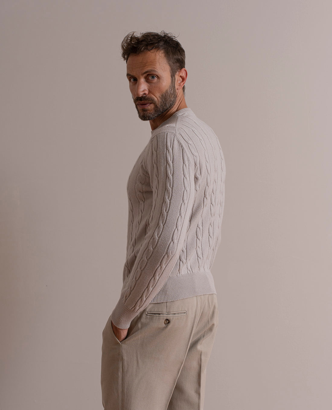 トップス andmary Aura cable knit tops beige Rust Pure Cashmere Cable Knit Sweater | Paolo Albizzati