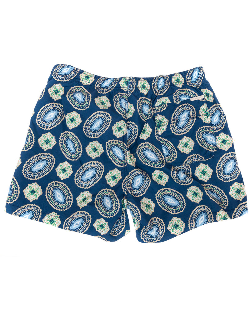 Swim shorts with floral Paisley motif beige