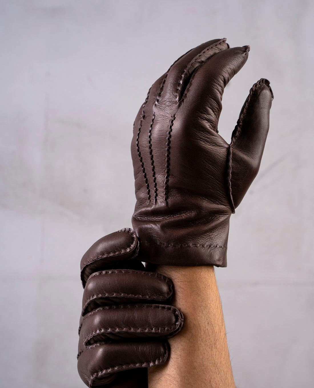 Brown Lambskin Leather Gloves | Paolo Albizzati