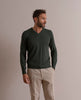 Merino Wool V-Neck Sweater - Green