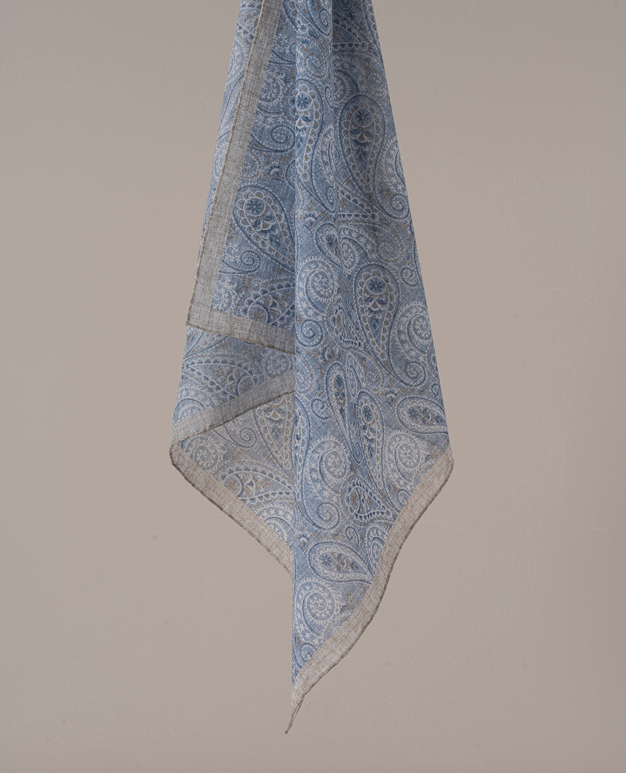 Light Blue Paisley Cotton Bandana Paolo Albizzati - Main Image