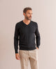 Merino Wool V-Neck Sweater - Black