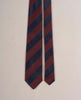 Striped Woven Silk Tie - Navy Blue and burgundy