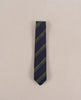 Stripe Silk Wool Tie - Navy blue and green