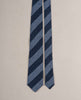 Striped Woven Donegal Silk Tie - Navy blue melange