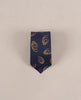 Circle Vintage Pattern Silk Wool Tie - Navy blue and brown
