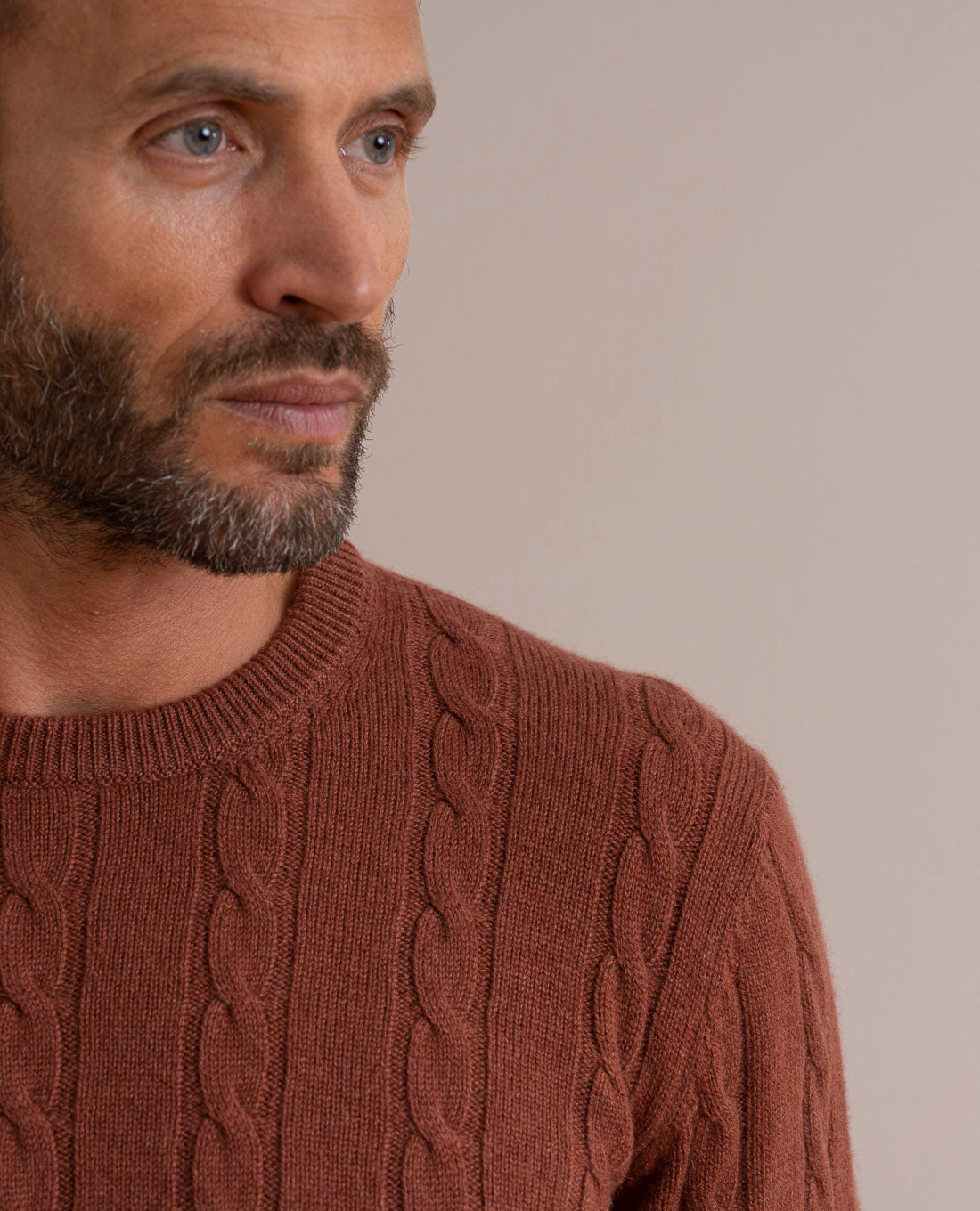 Rust cable knit sweater on sale