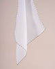 White Linen Pocket Square with Contrast Stitching - Khaki Green