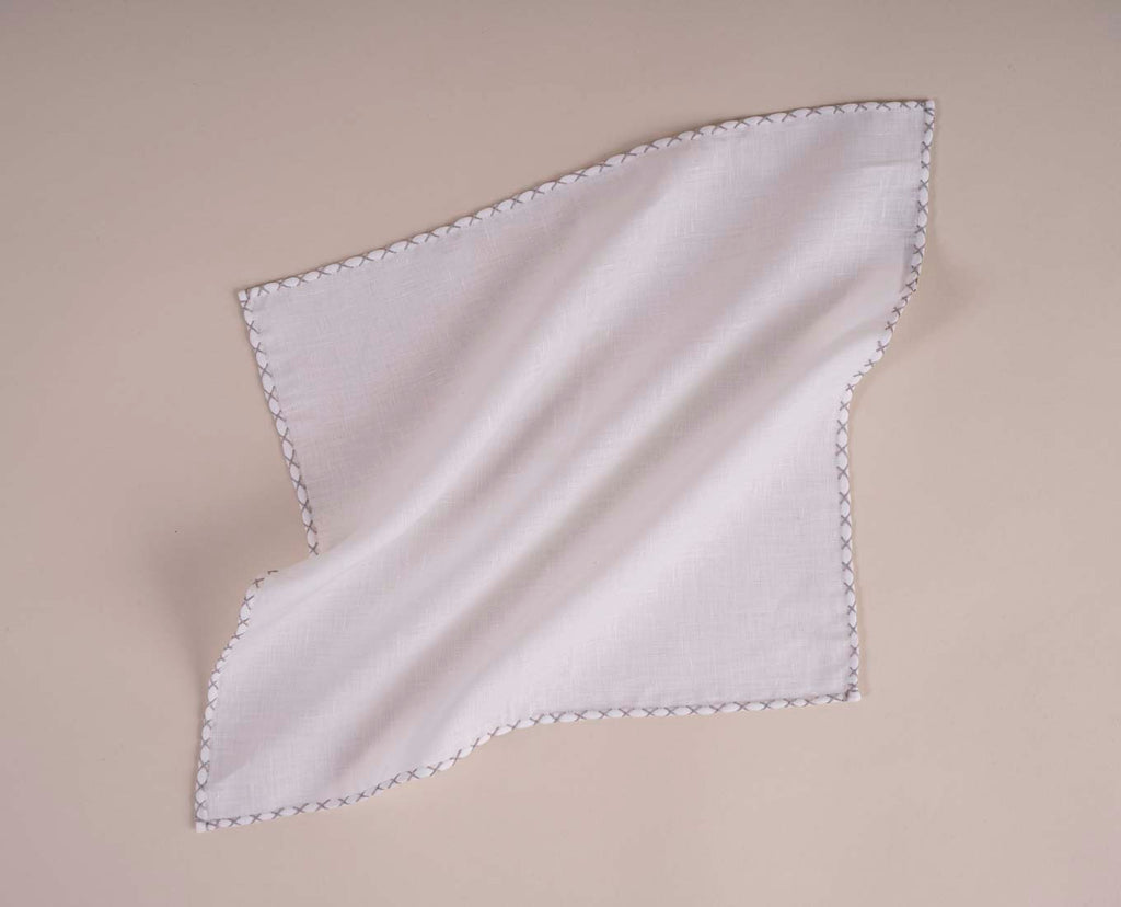 white stitching linen foulard paolo albizzati