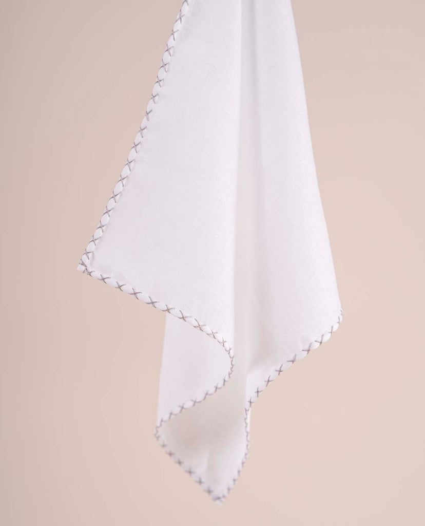 white stitched pocket square paolo albizzati