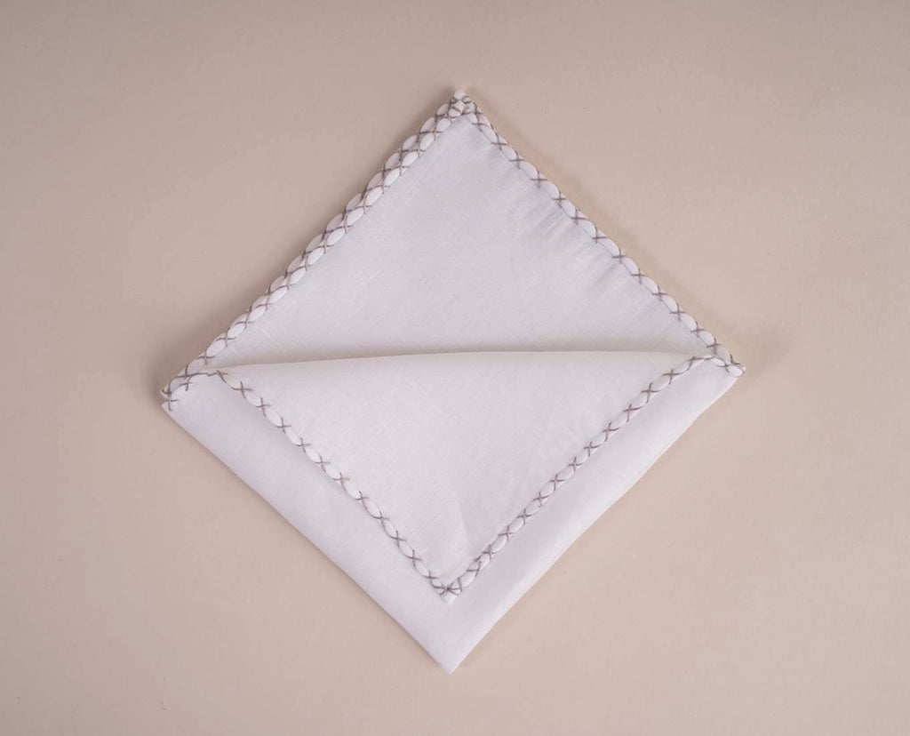 grey stitched linen foulard paolo albizzati