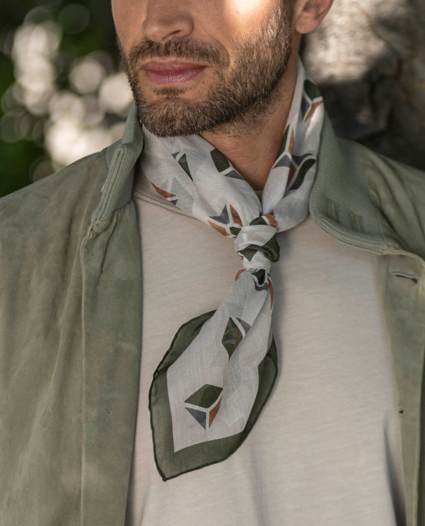 bandana bianca con quadretti per uomo paolo albizzati