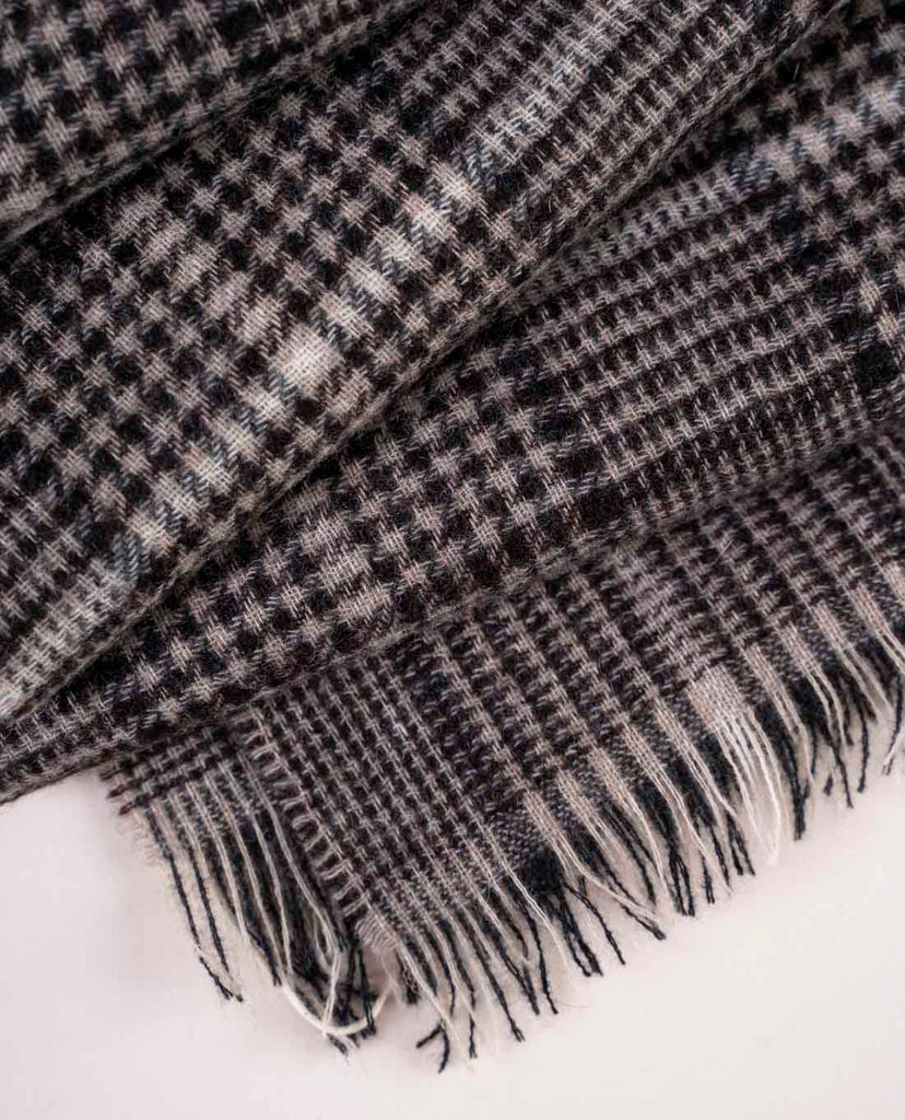 beige and brown glen plaid cashmere scarf for man paolo albizzati