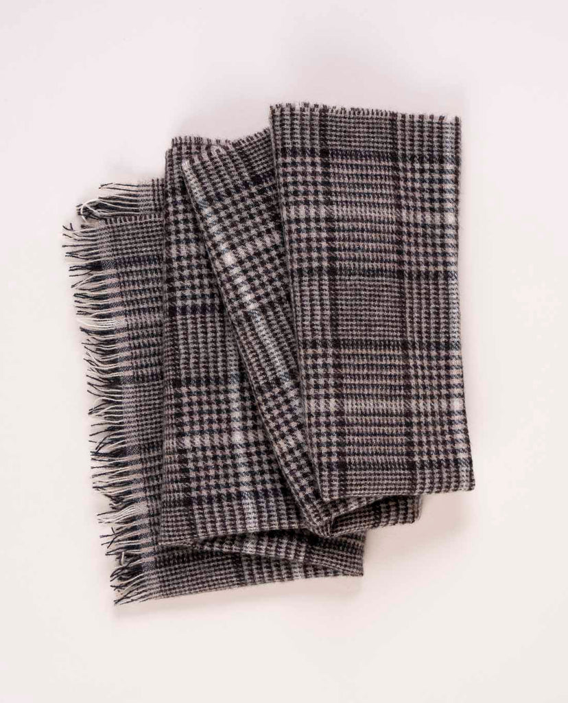 beige and brown glen plaid cashmere scarf for man paolo albizzati