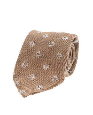 beige flower boucle silk tie paolo albizzati