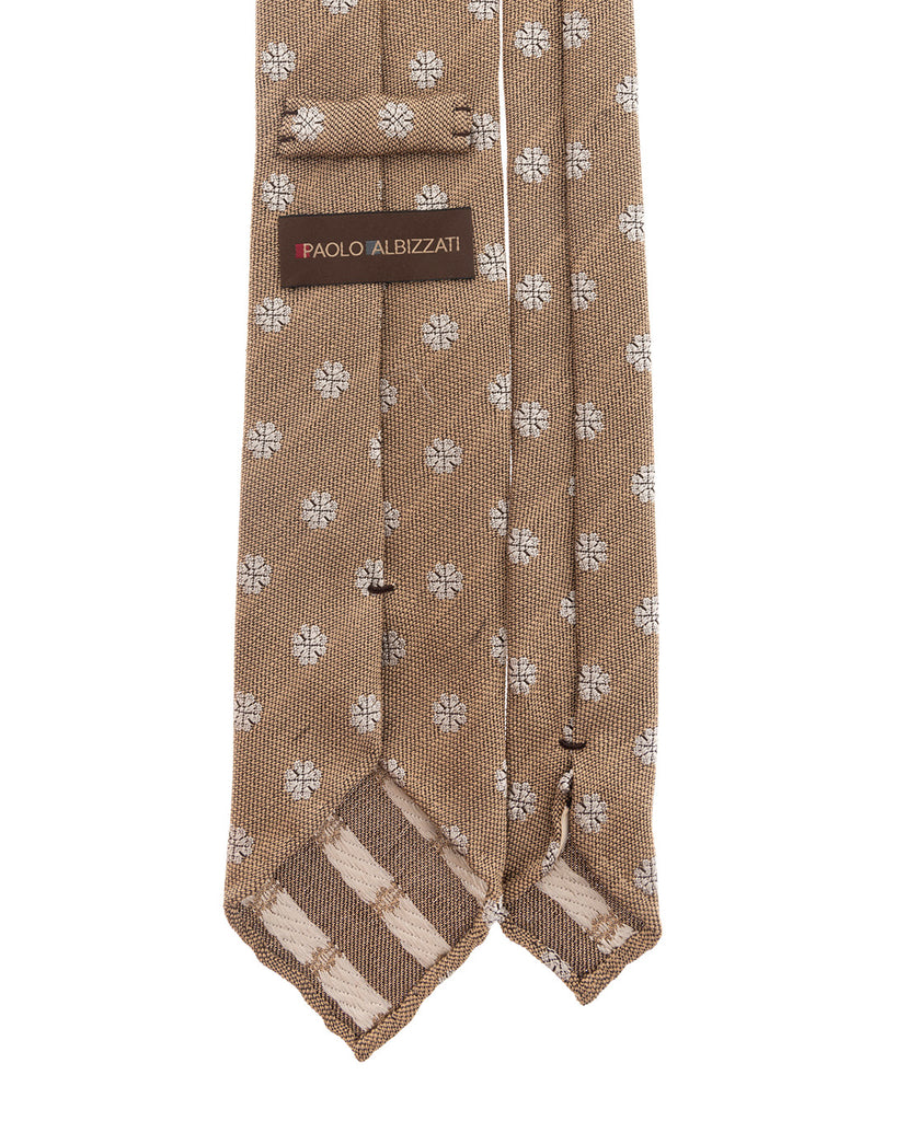 beige elegant woven silk tie paolo albizzati 