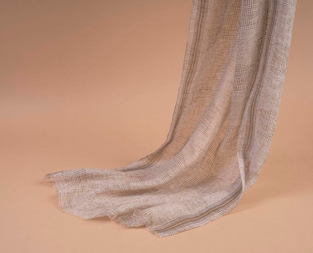 sciarpa beige quadri lino uomo paolo albizzati 