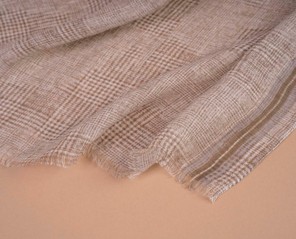 sciarpa quadri beige lino paolo albizzati 