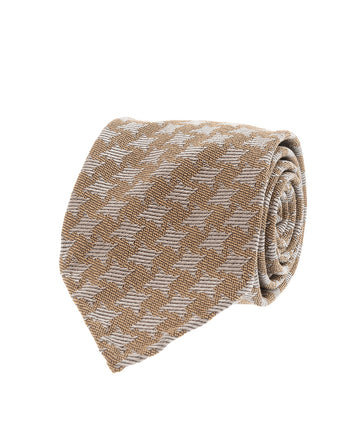 beige houndstooth silk tie paolo albizzati