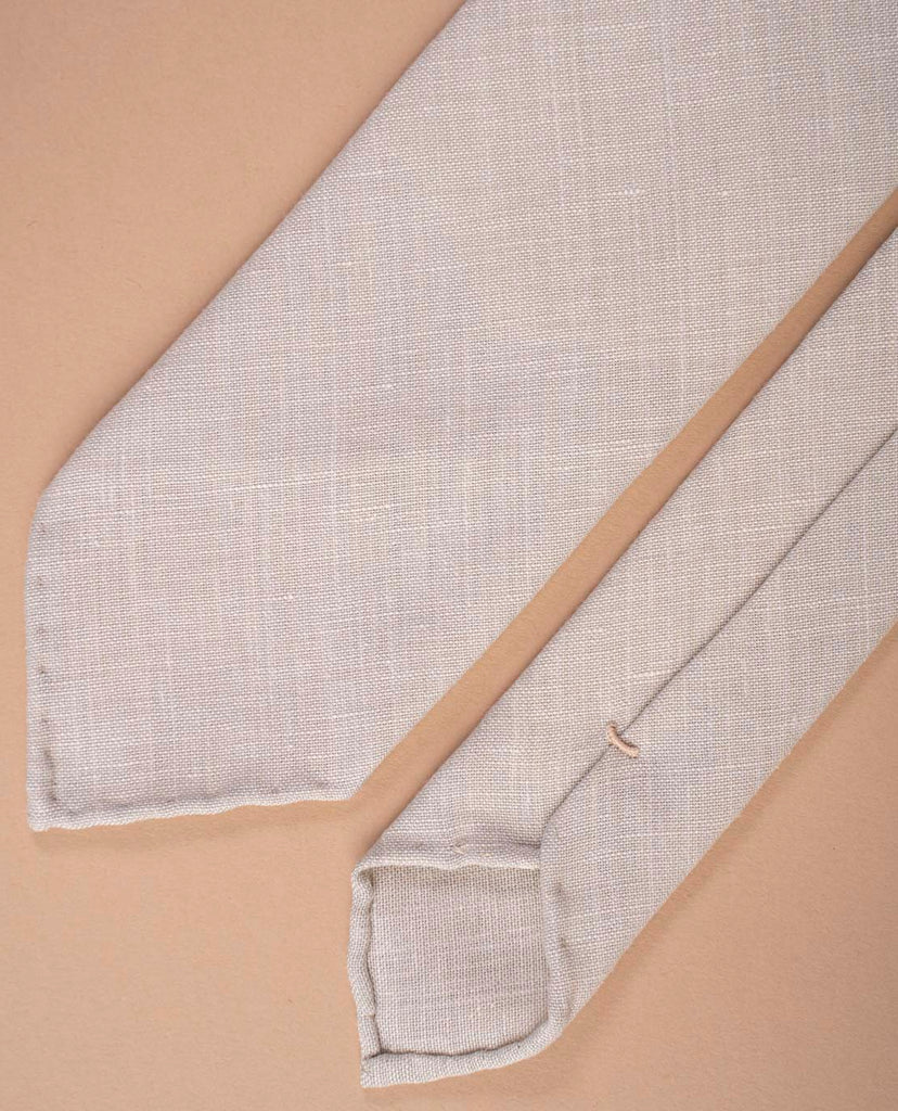 beige linen blend tie paolo albizzati