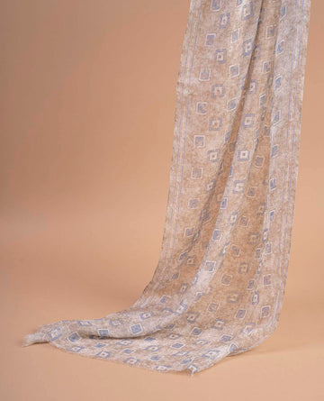 beige squares print linen scarf paolo albizzati