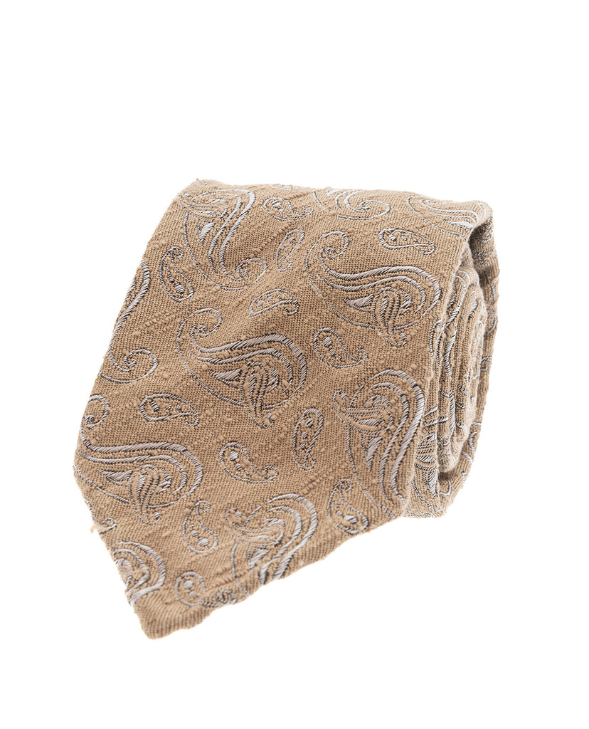 beige paisley shantung silk tie paolo albizzati 