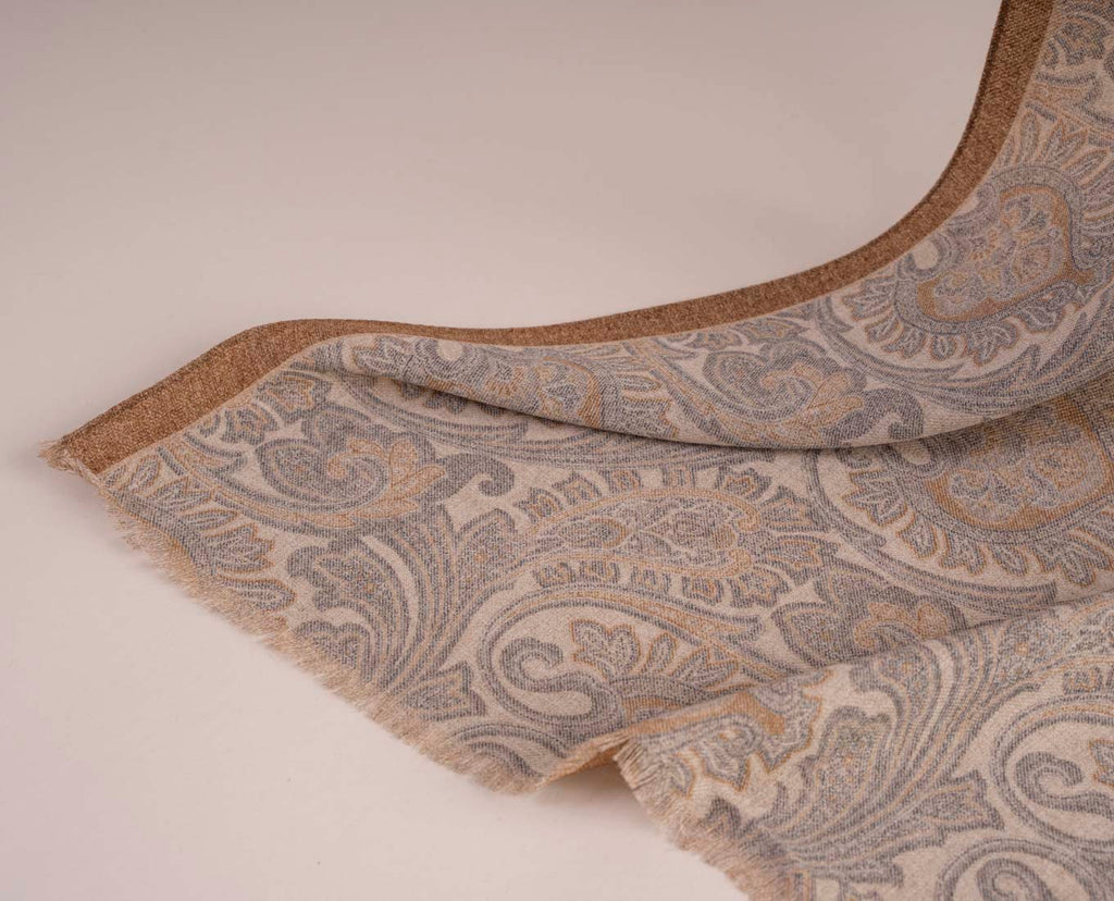 beige soft wool paisley scarf paolo albizzati