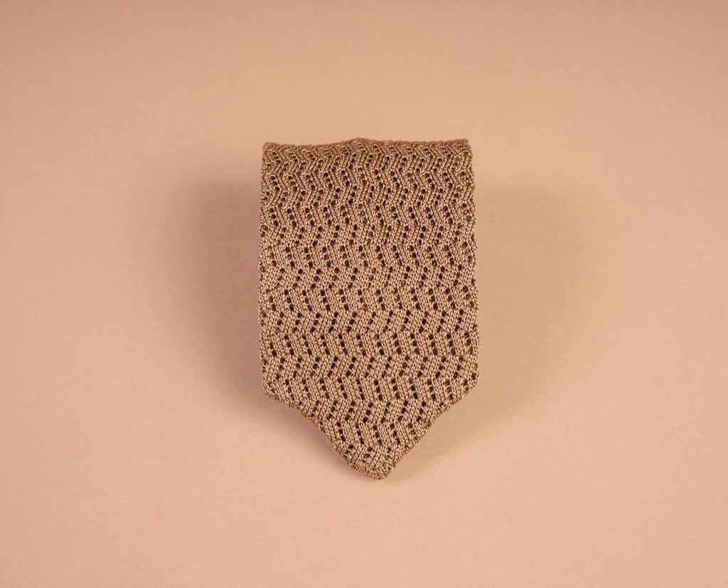 beige pointed knitted tie paolo albizzati 