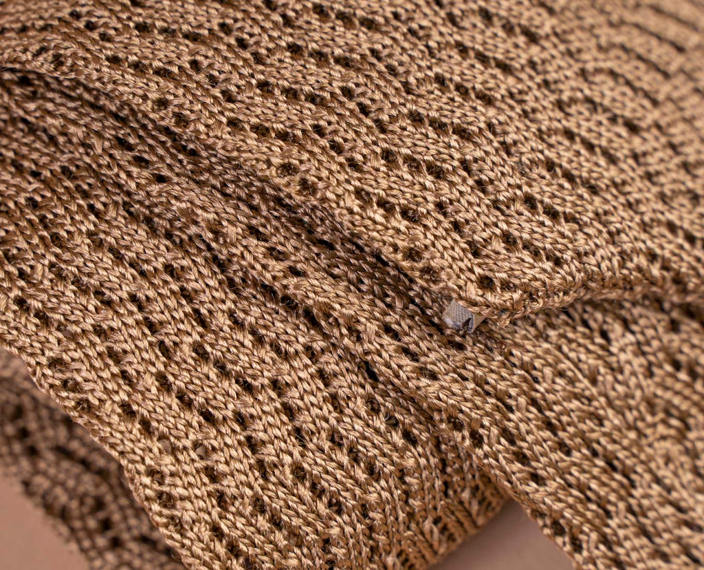 camel beige knitted tie paolo albizzati 
