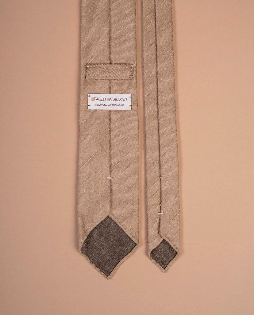 beige solid shantung tie paolo albizzati