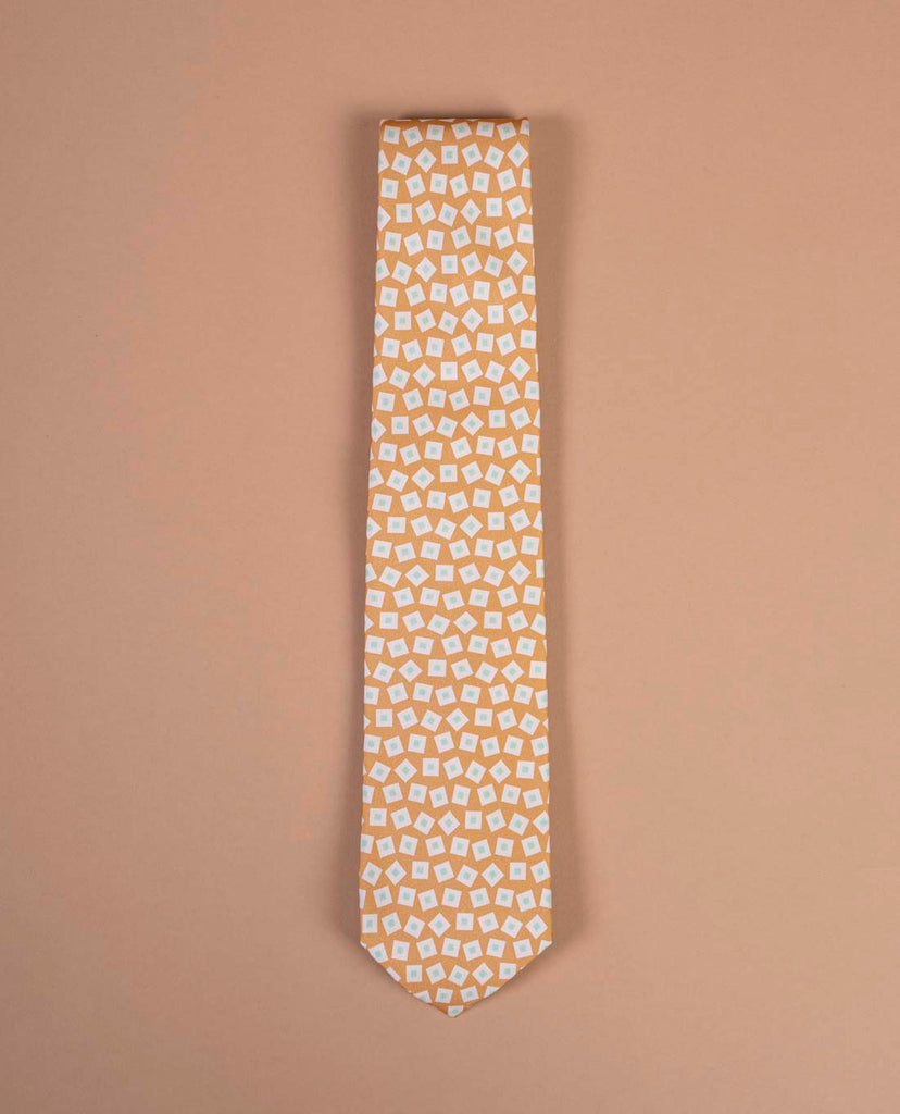 beige square twill silk tie paolo albizzati 