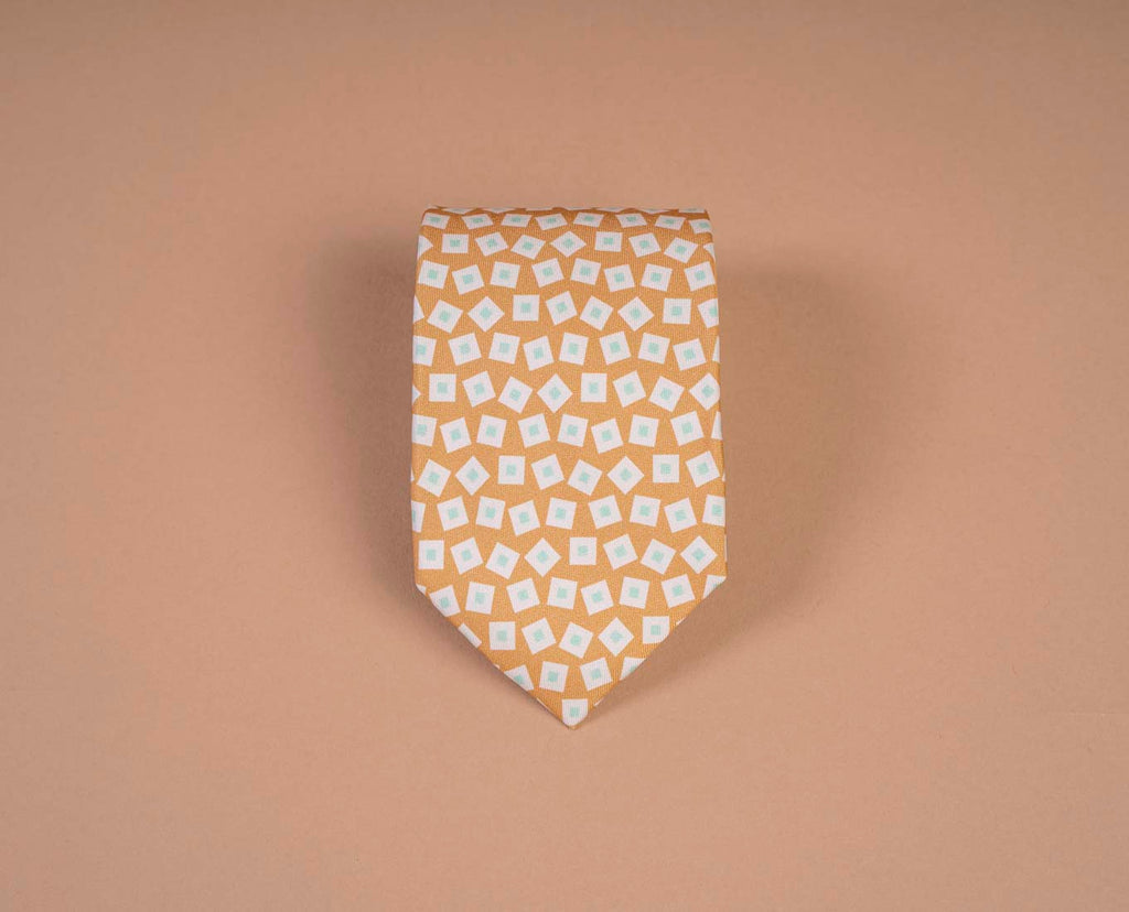 cravatta beige quadri twill paolo albizzati 
