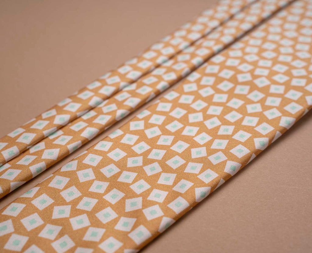 beige squared silk twill tie paolo albizzati 