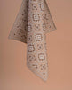 Double Printed Wool Cotton Pocket Square - Tile Print Beige and Brown