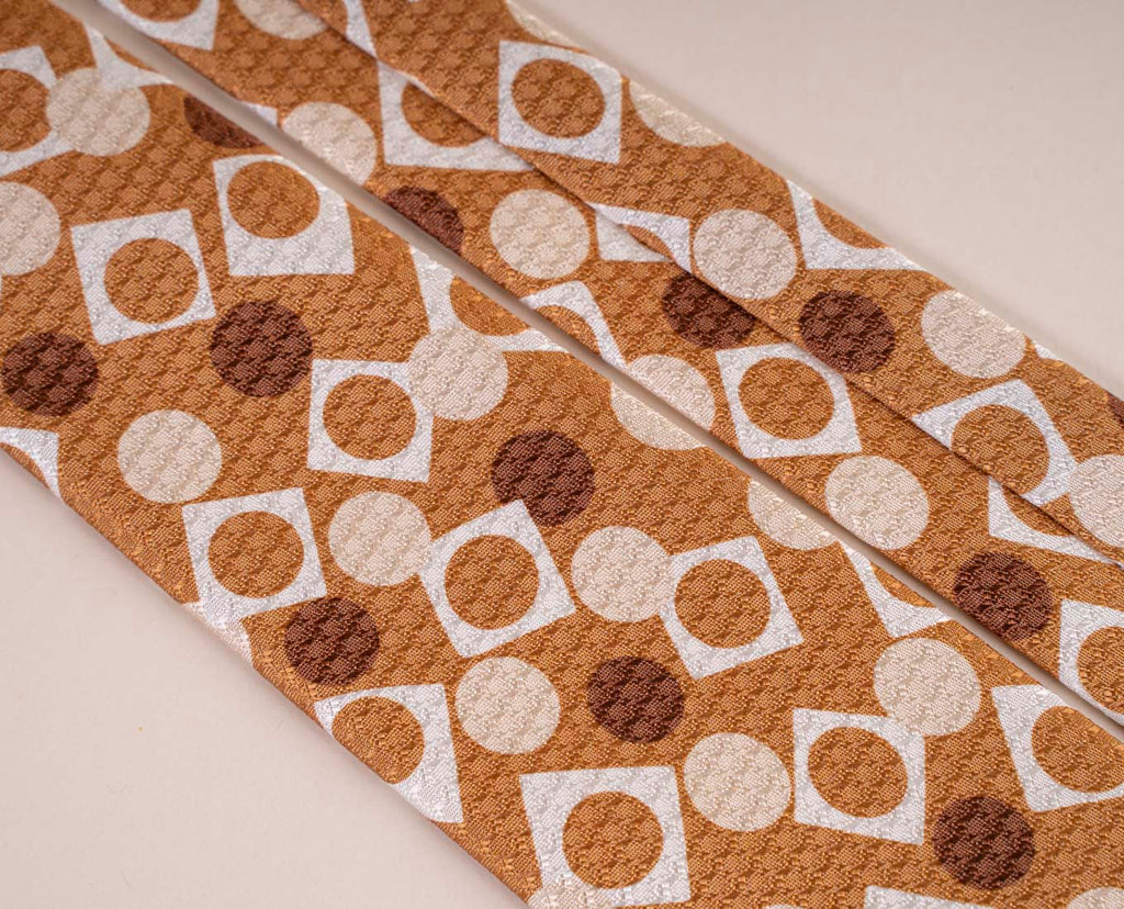 beige white geometric print tie paolo albizzati 