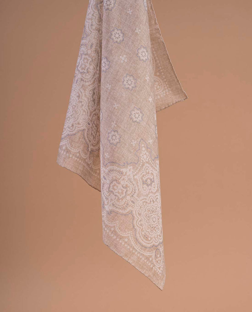 beige white paisley scarf paolo albizzati