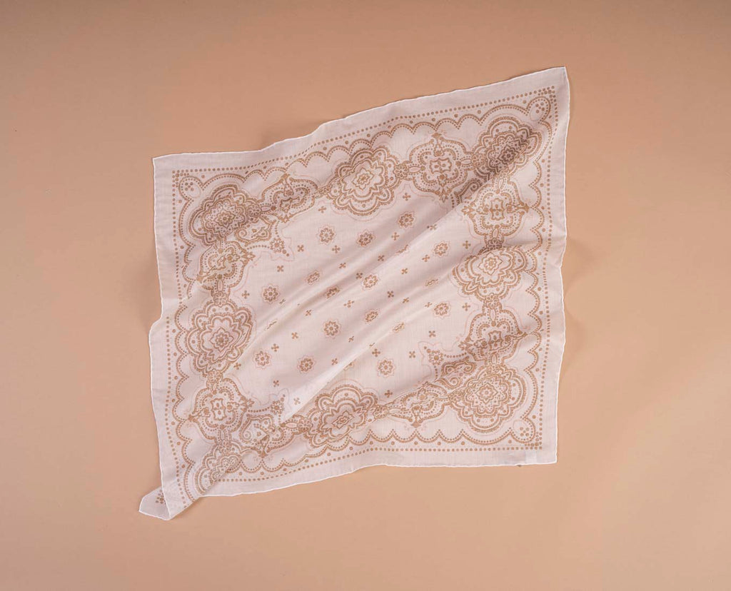 beige white men printed scarf paolo albizzati