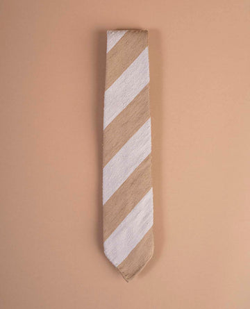 beige white stripes shantung tie paolo albizzati 