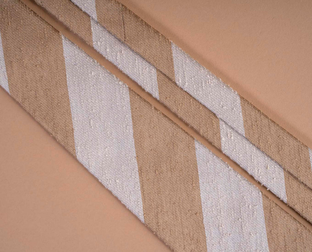 beige white stripe woven silk tie paolo albizzati 