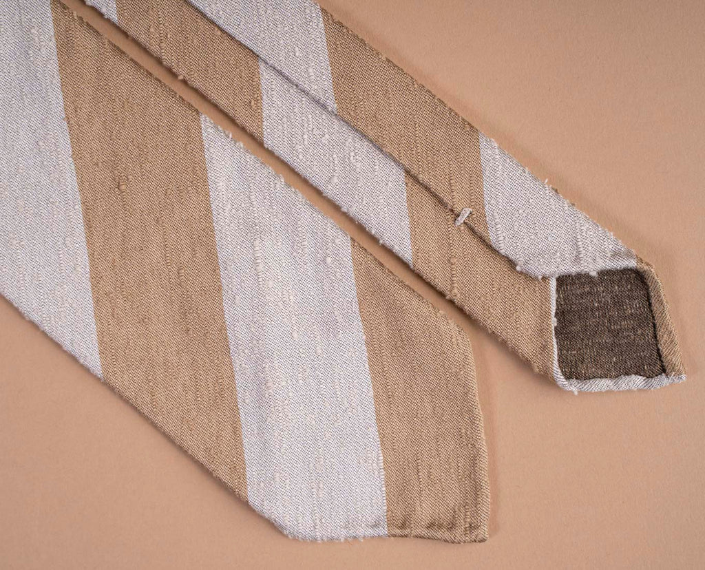 cravatta righe beige seta shantung paolo albizzati 