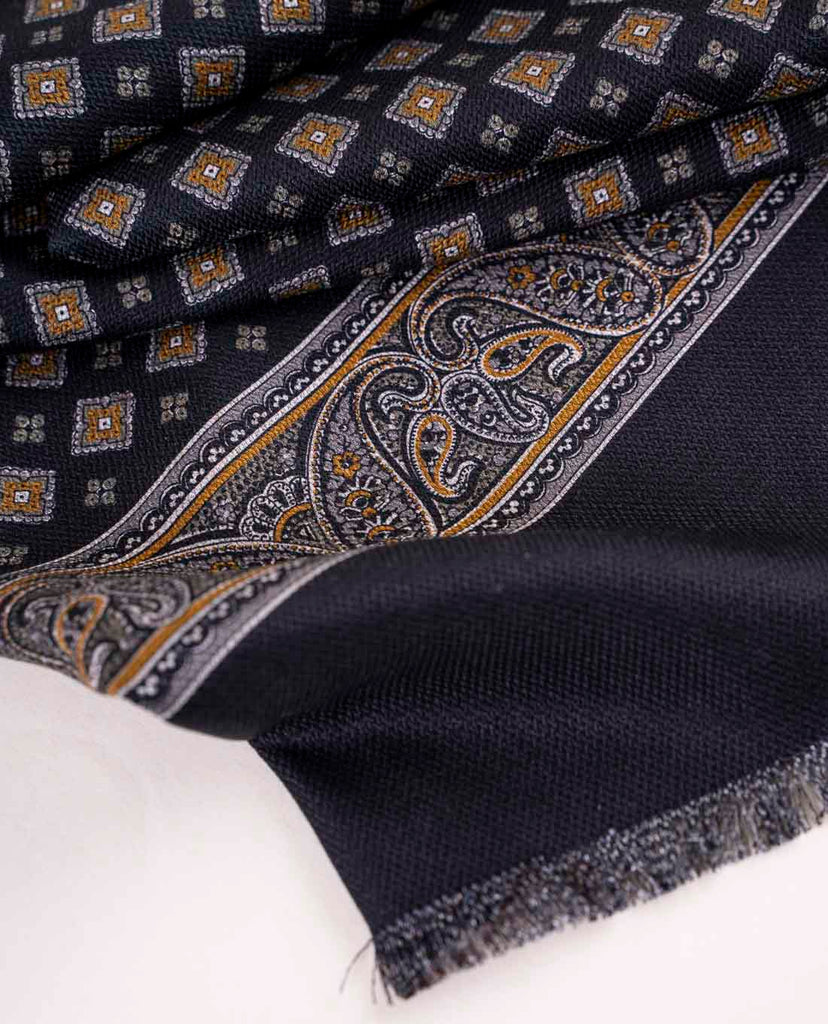 black reversible silk scarf printed with dots for men paolo albizzati
