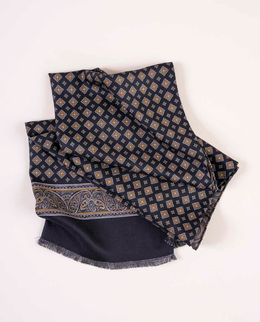 black reversible silk scarf printed with dots for men paolo albizzati